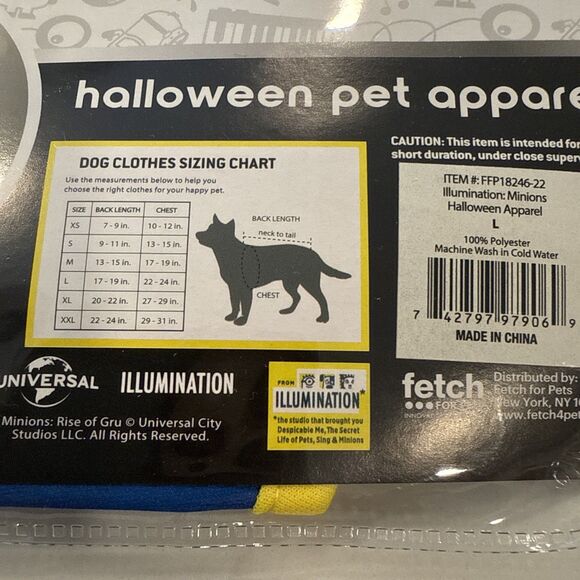 Minions Halloween Dog Costume L - Picture 4 of 6